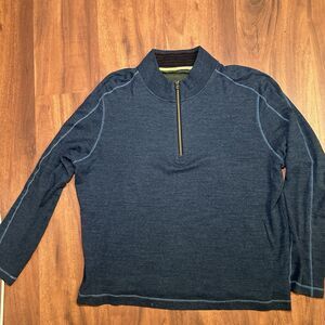 Robert Graham 1/4 Zip 100% Cotton Sweater Men’s XL  Blue Gray Lightweight Soft.